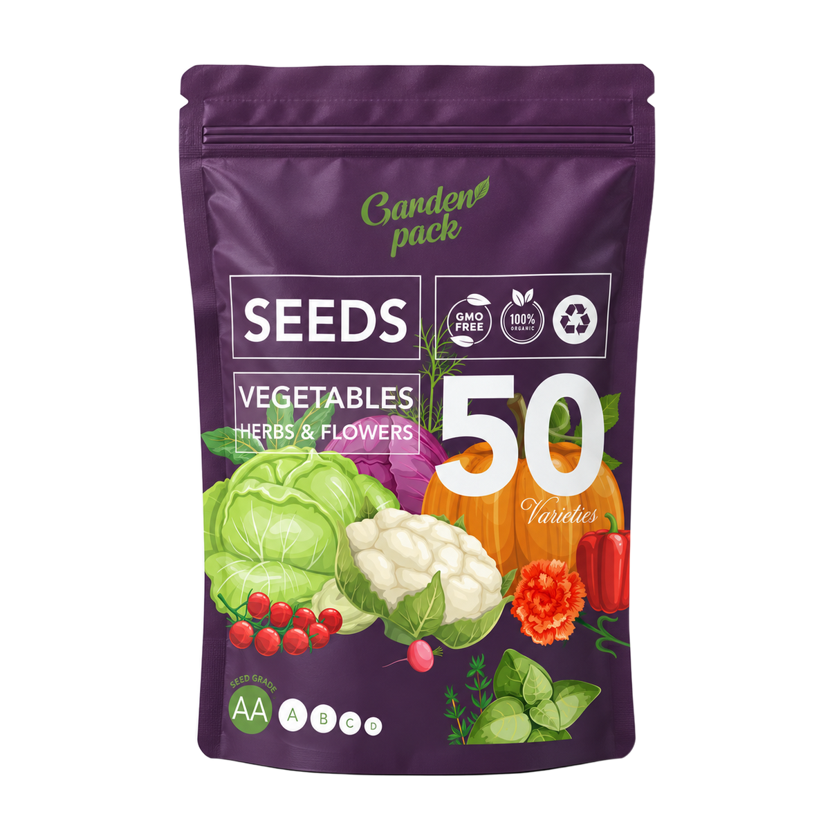 Garden Pack Seeds Pouch - 50 Varieties